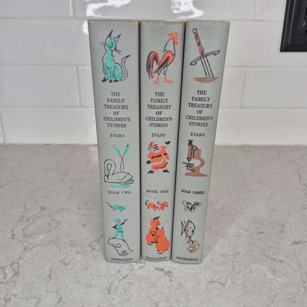 Doubleday Childrens Stories Family Treasury 3 Vol Set 1956 Gray Hardcover